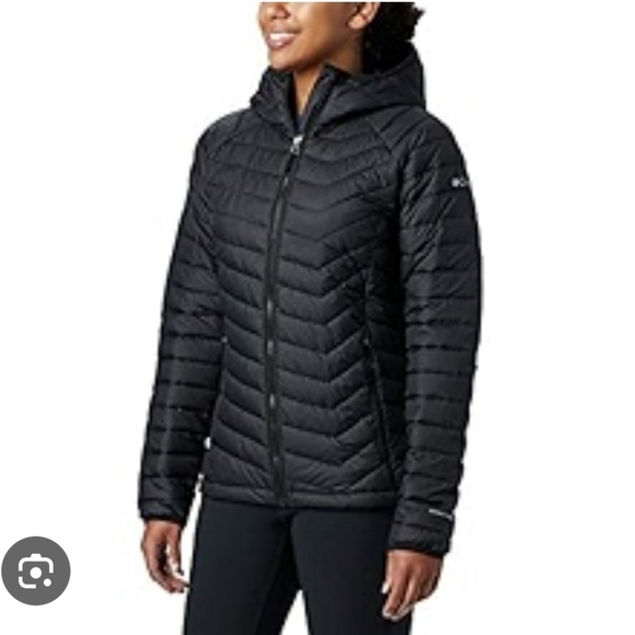 Columbia Womens Powder Lite Omni-Heat Black Hooded Zip Up Jacket Size Medium - Picture 2 of 8